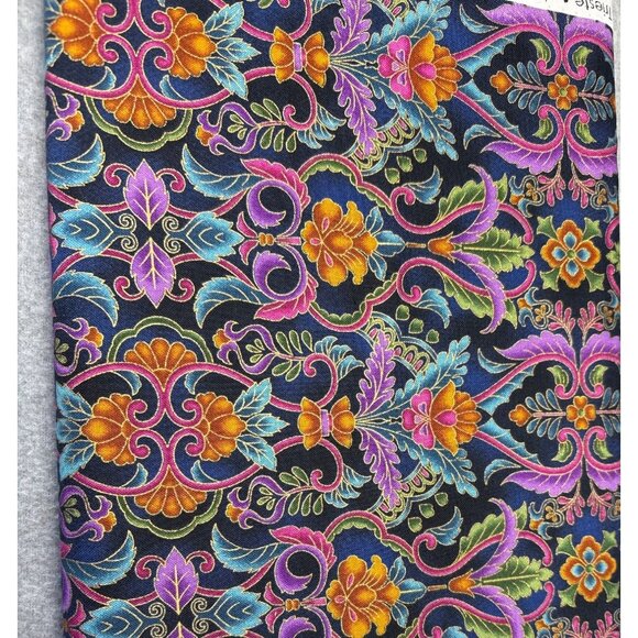 Vibrant Floral & Leaf Print Cotton Fabric by Robert Kaufman 1/2 yard x 44" - Picture 9 of 9